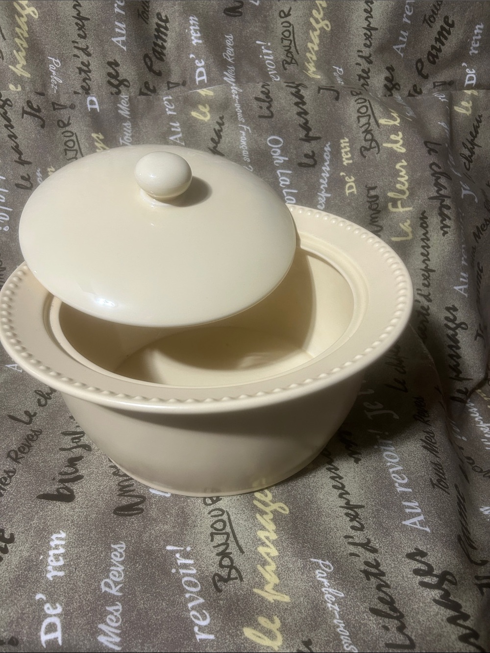 Dansk “Rondure” Cream Ceramic Covered Casserole Dish